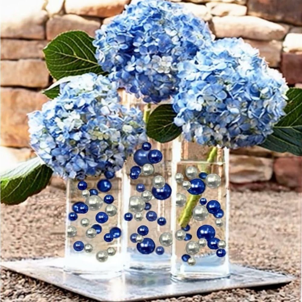 Navy Blue and Silver Floating Pearls - perfect to make beautiful centerpieces